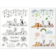 Row of Cute Animals Silicone Clear Stamps Star Moon Firework Rainbow Transparent Stamp for Christmas Birthday Thanksgiving Cards Making DIY Scrapbooking Photo Album Decoration Paper Craft